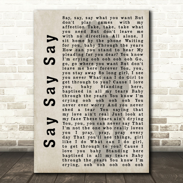 Michael Jackson Say Say Say Shadow Song Lyric Quote Print