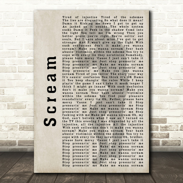 Michael Jackson Scream Shadow Song Lyric Quote Print