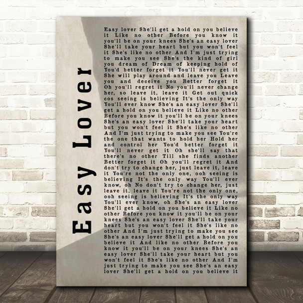 Phil Collins Easy Lover Shadow Song Lyric Quote Print