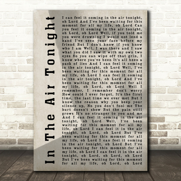 Phil Collins In The Air Tonight Shadow Song Lyric Quote Print