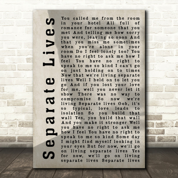 Phil Collins Separate Lives Shadow Song Lyric Quote Print