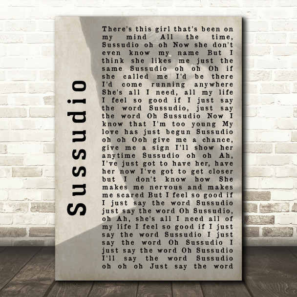 Phil Collins Sussudio Shadow Song Lyric Quote Print