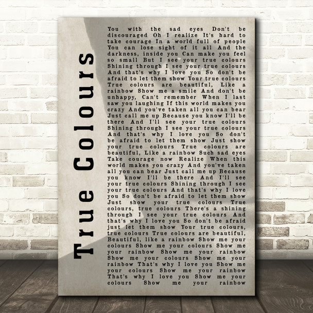 Phil Collins True Colours Shadow Song Lyric Quote Print