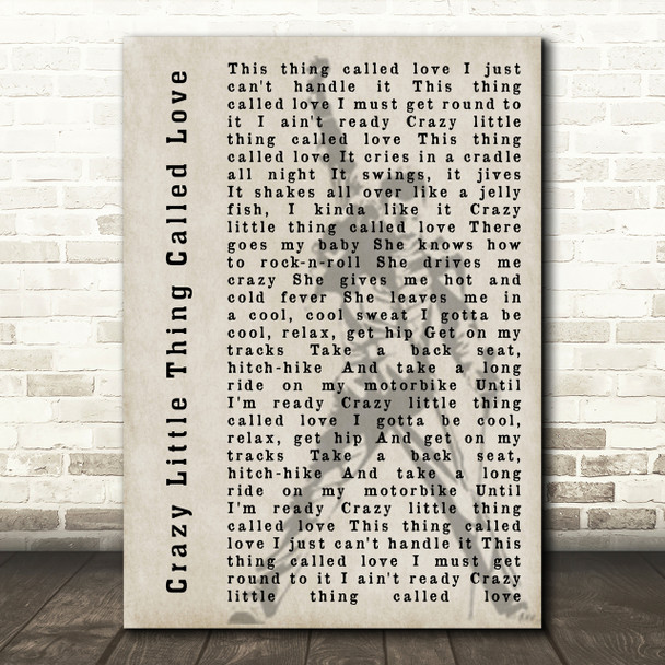 Queen Crazy Little Thing Called Love Freddie Mercury Silhouette Song Lyric Print
