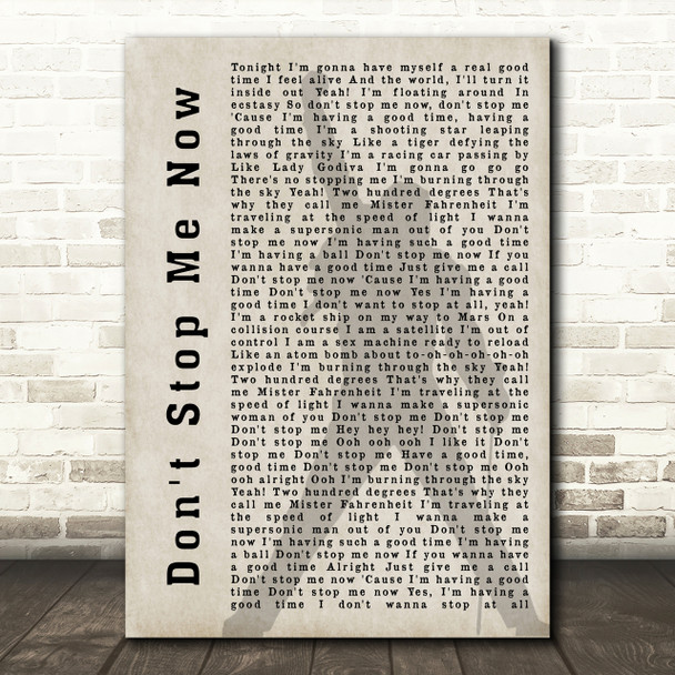 Queen Don't Stop Me Now Freddie Mercury Shadow Song Lyric Quote Print