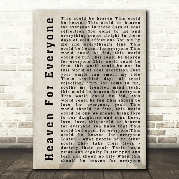 Queen Heaven For Everyone Freddie Mercury Shadow Song Lyric Quote Print