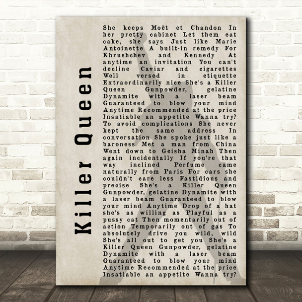 Queen Killer Queen Freddie Mercury Shadow Song Lyric Quote Print