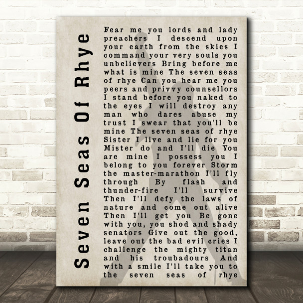 Queen Seven Seas Of Rhye Freddie Mercury Shadow Song Lyric Quote Print