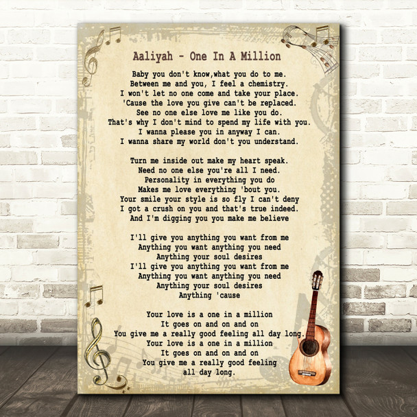 Aaliyah One In A Million Song Lyric Quote Print