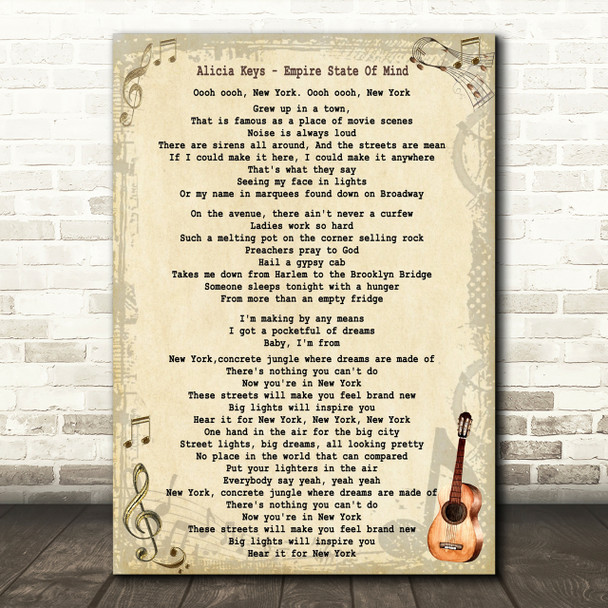 Alicia Keys Empire State Of Mind Song Lyric Quote Print