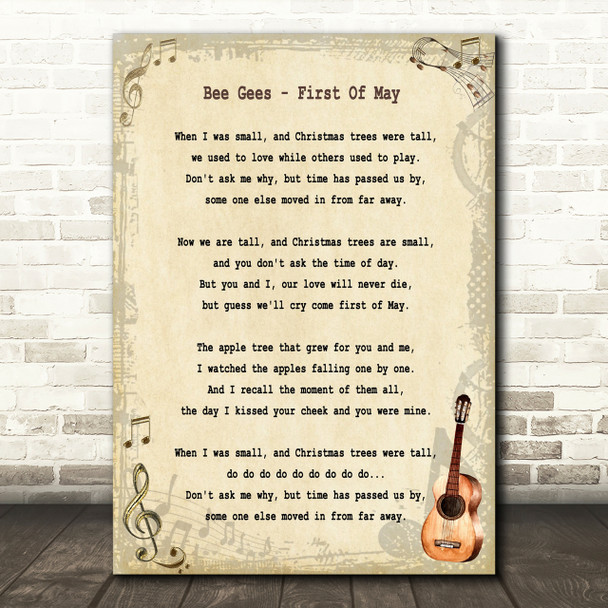 Bee Gees First Of May Song Lyric Quote Print
