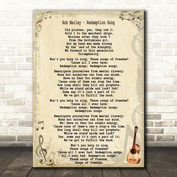 Bob Marley Redemption Song Song Lyric Quote Print