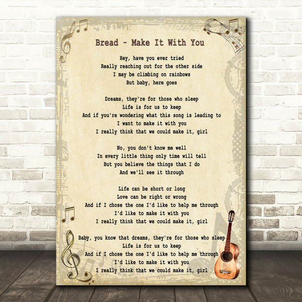 Bread Make It With You Song Lyric Quote Print