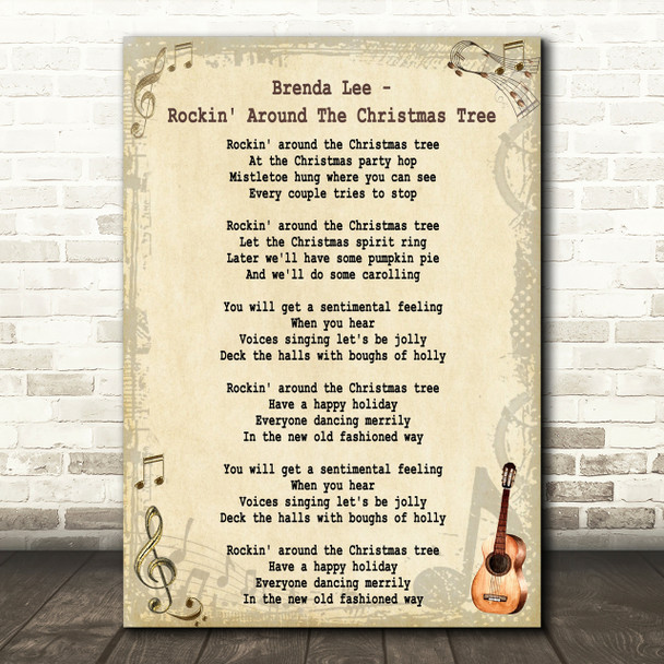 Brenda Lee Rockin' Around The Christmas Tree Song Lyric Quote Print