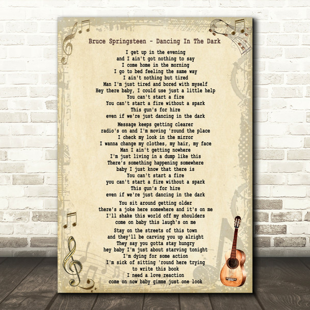 Bruce Springsteen Dancing In The Dark Song Lyric Quote Print