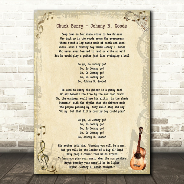 Chuck Berry Johnny B Goode Song Lyric Quote Print