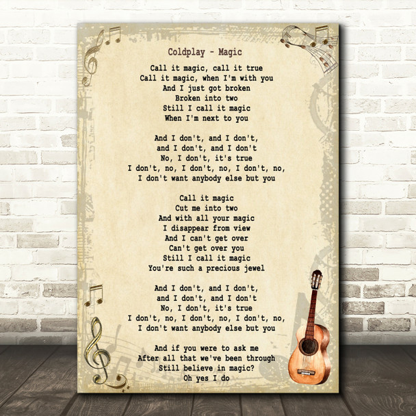 Coldplay Magic Song Lyric Vintage Quote Print