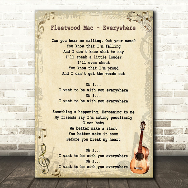 Fleetwood Mac Everywhere Song Lyric Vintage Quote Print