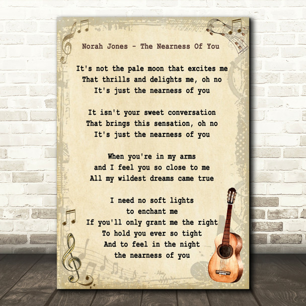 Norah Jones The Nearness Of You Song Lyric Vintage Quote Print