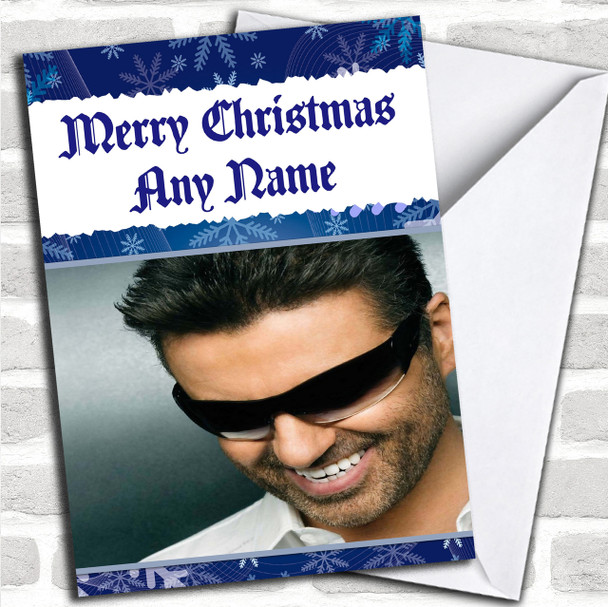 Blue George Michael Personalized Christmas Card