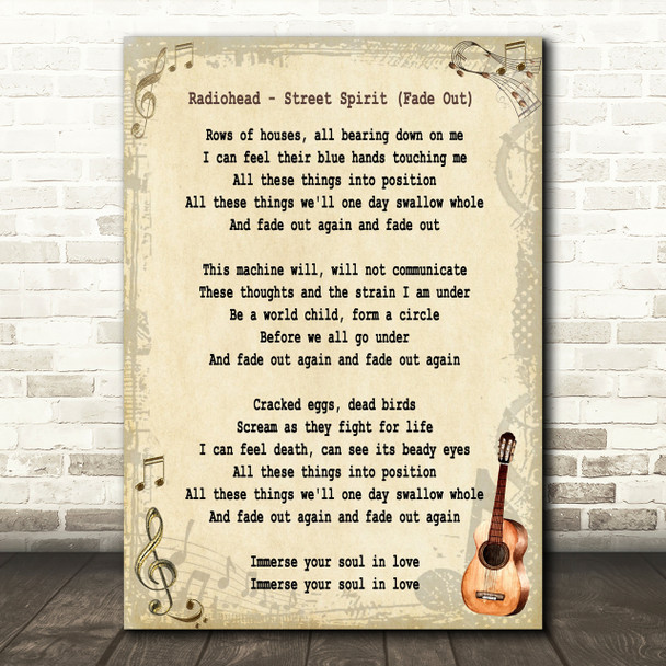 Radiohead Street Spirit (Fade Out) Song Lyric Vintage Quote Print