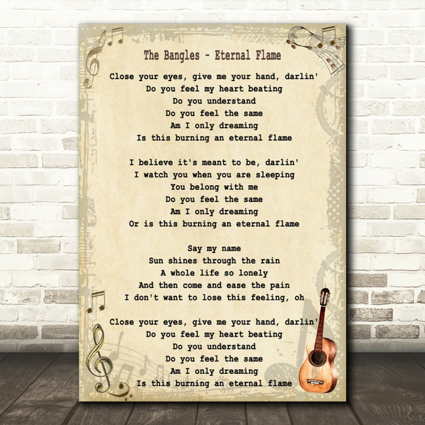 The Bangles Eternal Flame Song Lyric Quote Print
