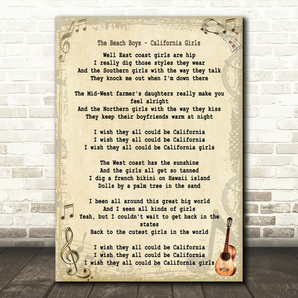 The Beach Boys California Girls Song Lyric Quote Print