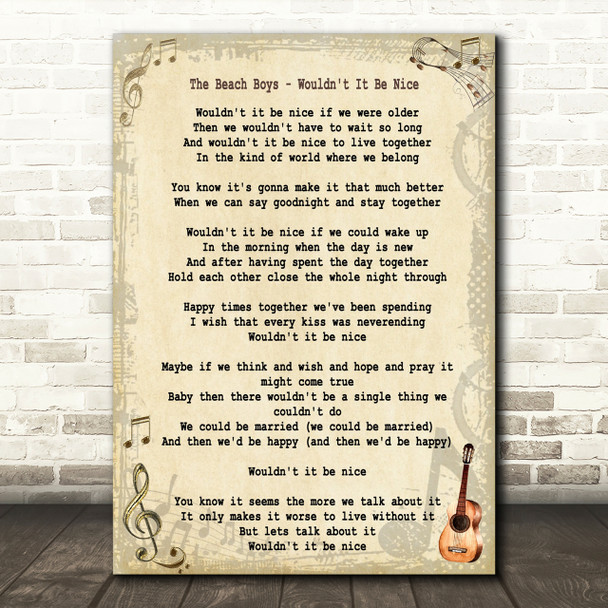 The Beach Boys Wouldn't It Be Nice Song Lyric Quote Print