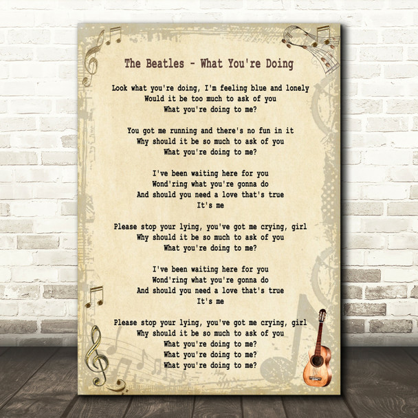 The Beatles What You're Doing Song Lyric Quote Print