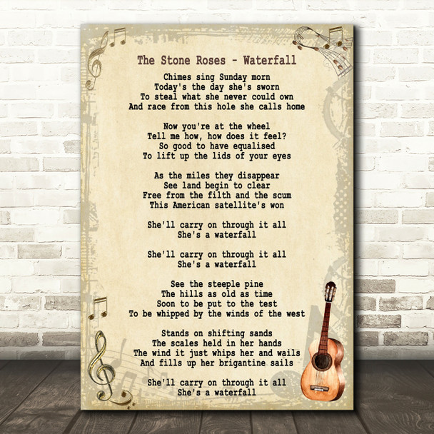 The Stone Roses Waterfall Song Lyric Vintage Quote Print