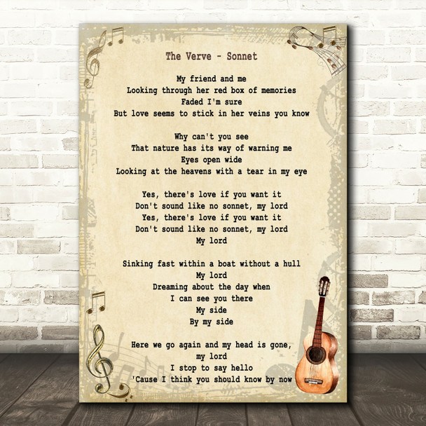 The Verve Sonnet Song Lyric Vintage Quote Print