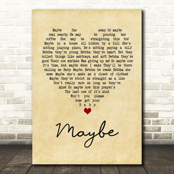 Annie Maybe Vintage Heart Song Lyric Quote Print