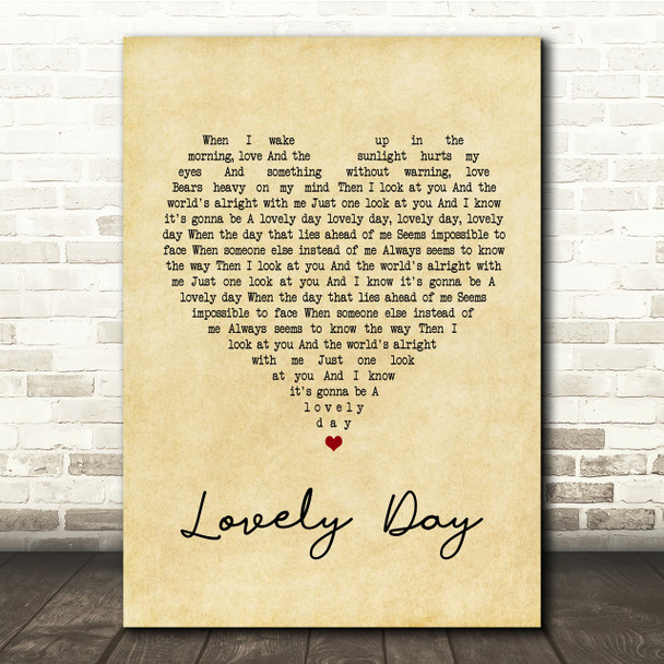 Bill Withers Lovely Day Vintage Heart Song Lyric Quote Print