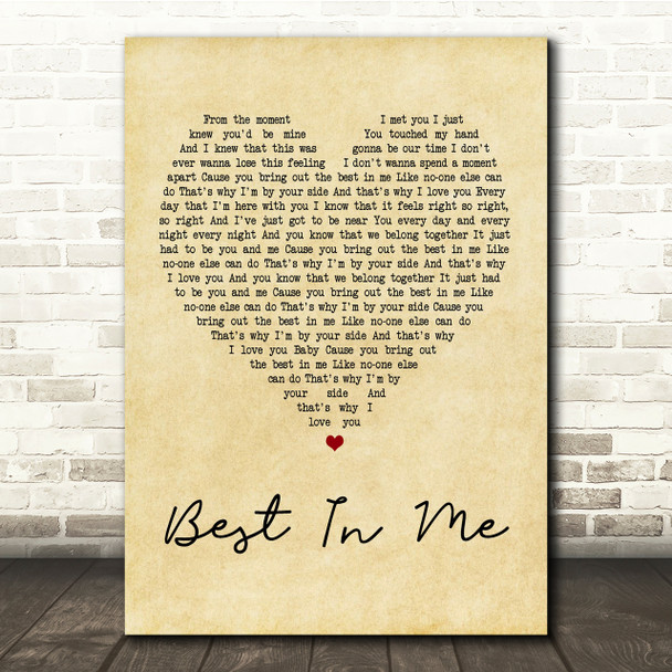 Blue Best In Me Vintage Heart Song Lyric Quote Print