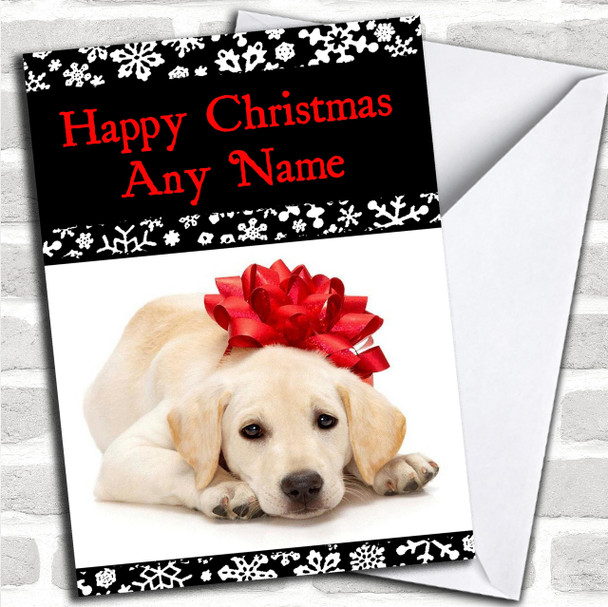 Lovely Dog Black Christmas Card Personalized