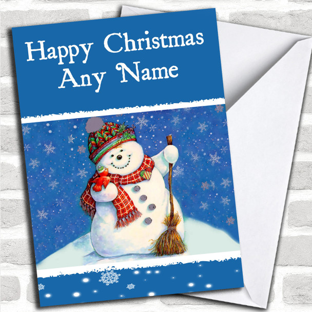 Lovely Snowman Christmas Card Personalized