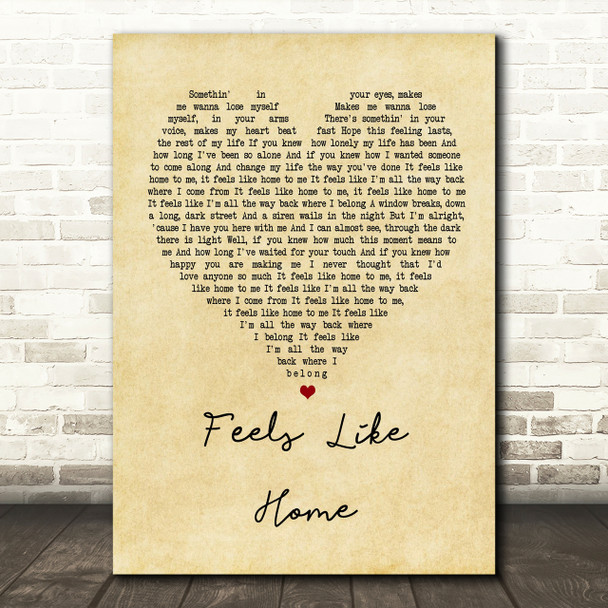 Chantal Kreviazuk Feels Like Home Vintage Heart Song Lyric Quote Print