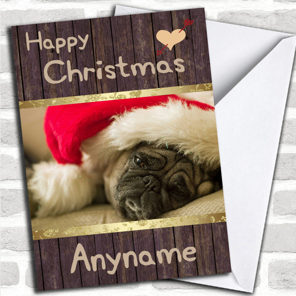 Pug Dog Cute Personalized Christmas Card