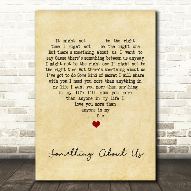 Daft Punk Something About Us Vintage Heart Song Lyric Quote Print