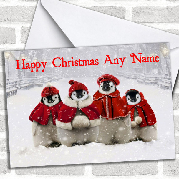 Adorable Penguins Christmas Card Personalized