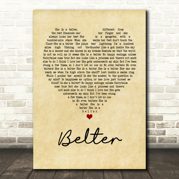 Gerry Cinnamon Belter Vintage Heart Song Lyric Quote Print