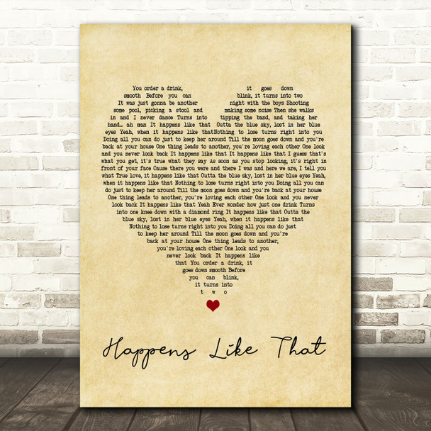 Granger Smith Happens Like That Vintage Heart Song Lyric Quote Print