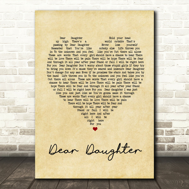 Halestorm Dear Daughter Vintage Heart Song Lyric Quote Print