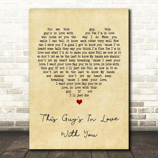 Herb Albert This Guys In Love With You Vintage Heart Song Lyric Quote Print