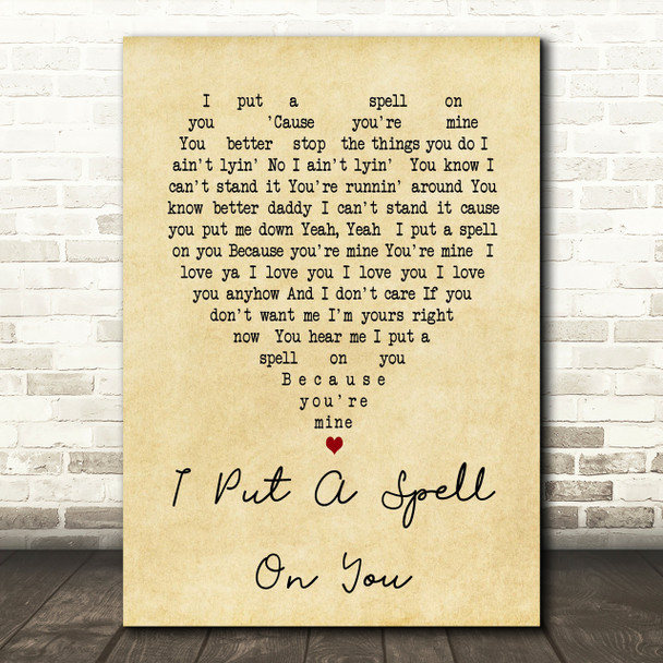 I Put A Spell On You Nina Simone Vintage Heart Song Lyric Quote Print