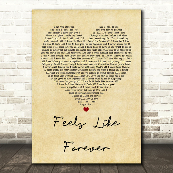 Joe Cocker Feels Like Forever Vintage Heart Song Lyric Quote Print