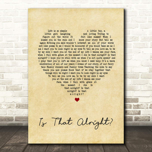 Lady Gaga A Star Born Soundtrack That Alright Vintage Heart Song Lyric Print