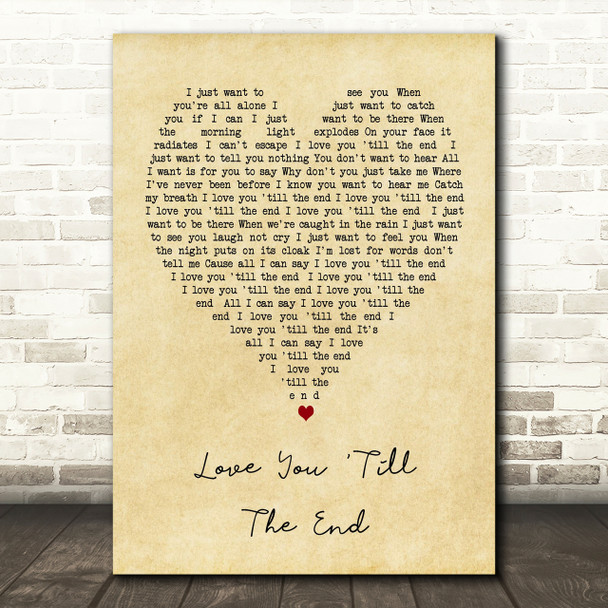 Love You 'Till The End The Pogues Vintage Heart Song Lyric Quote Print
