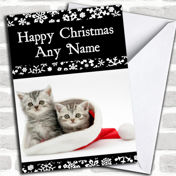 Beautiful Kittens In Hat Christmas Card Personalized