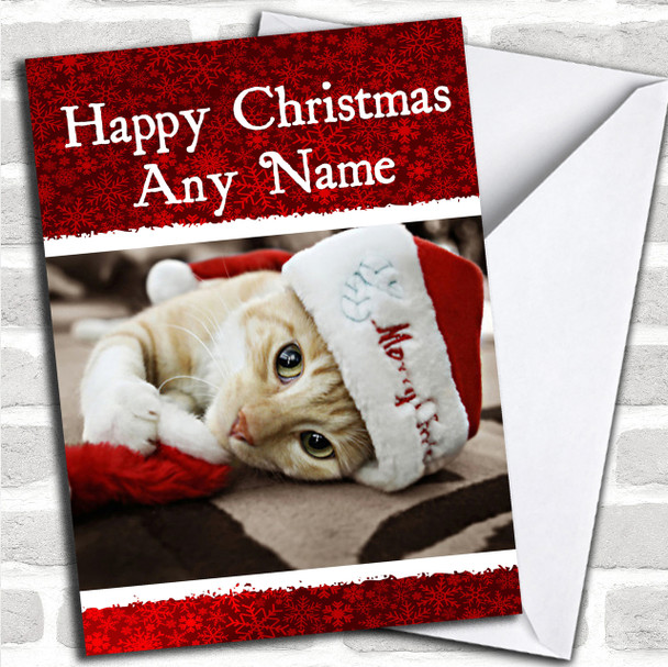 Beautiful Kitten Christmas Card Personalized